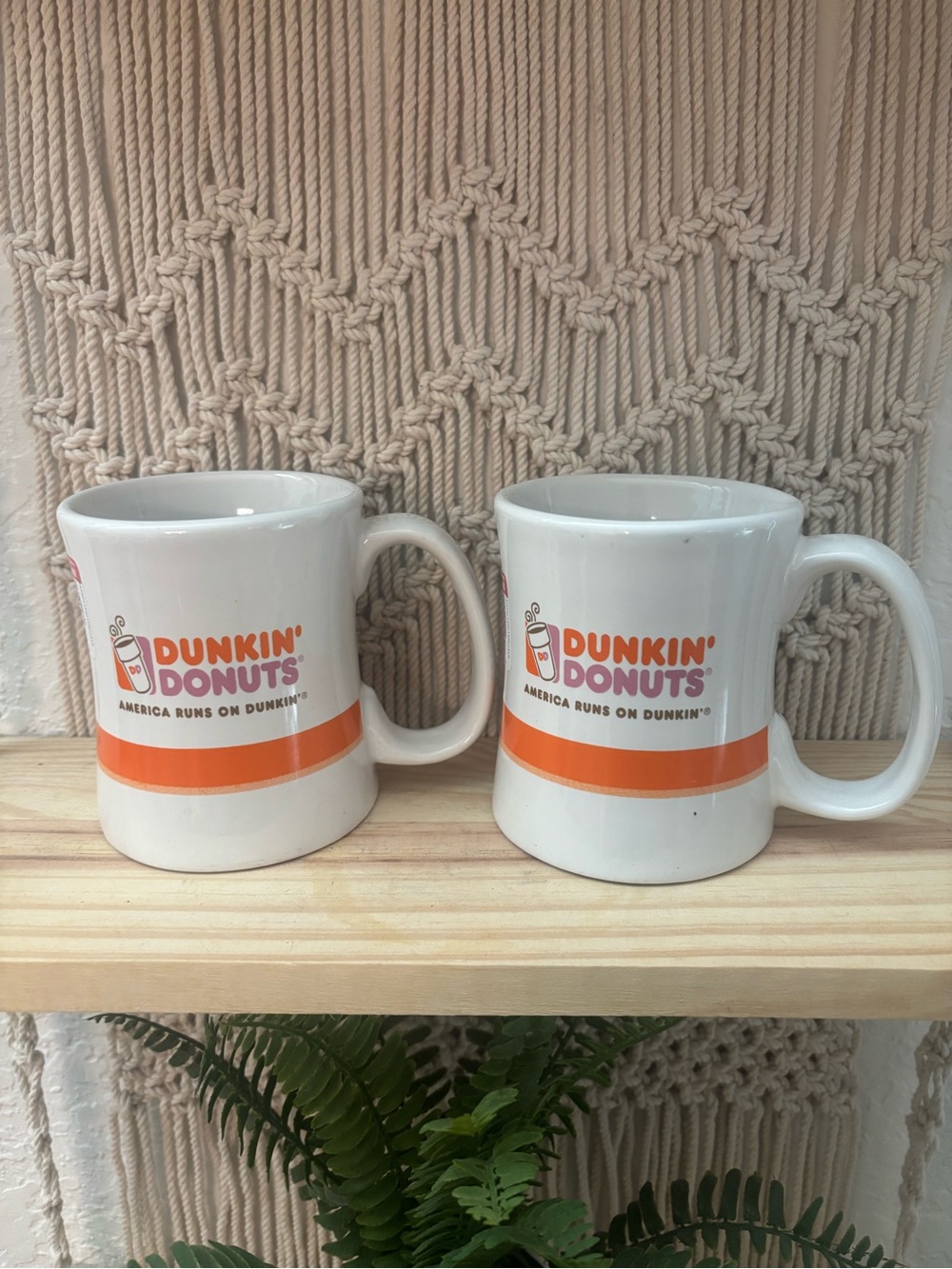 Pair of 2 Dunkin Donuts Logo Coffee Mugs 2008